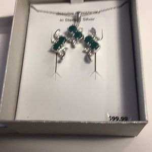 Green onyx set. 18 inch chain